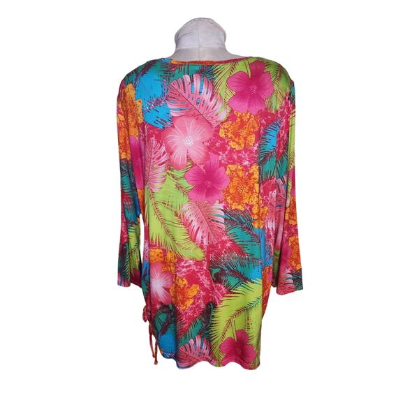 High Fifth Womens Floral Tropical Top Size 1X - Picture 2 of 6
